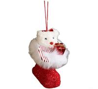 CWOQOCW Red White Boots Bear Pendant, Red And White Plush Bear Hanging Christmas Tree Decoration, Cute Ornament For Festive Gifts(A)