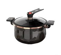 CWOQOCW Saucepans 5L/7L Cast Iron Pressure Cooker With Lid With Coating Non-Stick Soup Pot Multi-Purpose Cooking Vessel(7L black)