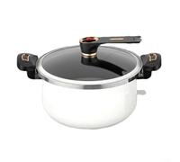 CWOQOCW Saucepans 5L/7L Cast Iron Pressure Cooker With Lid With Coating Non-Stick Soup Pot Multi-Purpose Cooking Vessel(7L white)