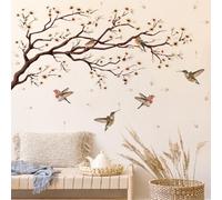 CWOQOCW Self-Stick Modern Magnolia Bird Wall Stickers PVC Decals For Living Room Bedroom Home Decor White 2 Sheets 1181X3543in Size