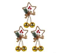 CWOQOCW Star Shaped Christmas Bells, Holiday Tree Decorations Star Shaped Bell Ornaments, Festive Hanging Pendants With Bow, 3 Colour(Gold)
