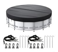 CWOQOCW Swimming Pool Cover, Round Solar Pool Covers 210D Oxford Cloth Garden Above Ground Inground Pools Cover Protector With Drawstring(10FT)
