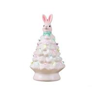CWOQOCW White Resin Christmas Rabbit Tree Decorative LED Light Sculpture Figurine For Holiday Table Or Mantel Display, 15X7x7cm