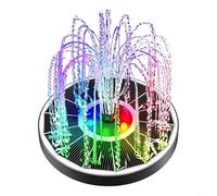 CWOQOCW Wire-Free Solar Water Fountain With Colorful LED Lights, 3 Interchangeable Nozzles, Automatic Floating Birdbath Decor For Garden Patio Pond Outdoor(Black Nozzle)