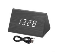 CWOQOCW Wooden LED Digital Alarm Clock Desk Clock With Adjustable Brightness Voice Control Intelligent Display For Travel Desk Wall Bedside