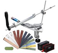 CWOVRS Knife Sharpeners Professional, RX-008 Knife Sharpening Kit, 360 Flip Knife Sharpening System, Rotation Fixed-Angle, Kitchen Chef Knife Sharpening System with 12 Stones Kit