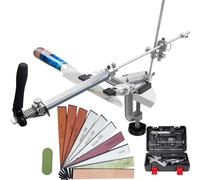 CWOVRS Knife Sharpeners Professional, RX-009 Knife Sharpening Kit, 360° Flip Rotation, Fixed-Angle & Adjustable Knife-Clip, Chef Knife Sharpening System, 9 Premium Stones Kit