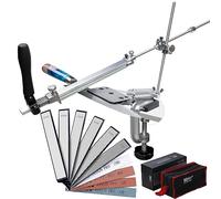 CWOVRS Knife Sharpening Kit, RUIXIN PRO RX-008 Knife Sharpener, 360 Flip Knife Sharpening System, Rotation Fixed-Angle, Kitchen Chef Knife Sharpener Set with 4 Whetstones+6 Diamond Stones