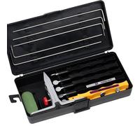 CWOVRS Knife Sharpening System, Precision Knife Sharpener, Fix Angle Knife Sharpening Kit Pro Chef Blade Grinder for Camping, Kitchen, Workshop - 3 Diamond+1 Water Stone+ 1 Leather Strop (NO Oil)