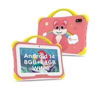 CWOWDEFU Kids Tablet,8GB+64GB(TF 1TB) Android 14 Tablets for Kids 7 inch Pro,Toddler Learning Tablet with Case,4000mAh/Parental Control/Dual Camera,FM/GPS/OTG/Great Gift for Children(Pink)