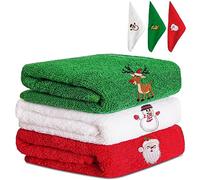 Cwrais Christmas Towel Set, 3 Pieces Hand Towels Gift Set, Decorative Tea Towels, Embroidered Holiday Bath Towel, Face Towel, Tea Towels, Party Favour Gift for Bathroom, Kitchen