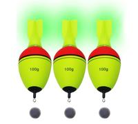 CWSDXM LED Fishing Float Bobbers, Green & Red Lighted Rocket-Indicator Bobbers Glow in the Dark with Button Battery for Night Fishing(100g)
