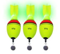 CWSDXM LED Fishing Float Bobbers, Green & Red Lighted Rocket-Indicator Bobbers Glow in the Dark with Button Battery for Night Fishing(50g)