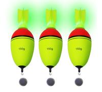 CWSDXM LED Fishing Float Bobbers, Green & Red Lighted Rocket-Indicator Fishing Bobbers Glow in the Dark with Button Battery for Night Fishing(150g)