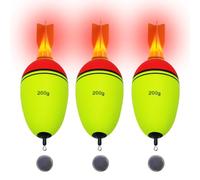 CWSDXM LED Fishing Float Bobbers, Green & Red Lighted Rocket-Indicator Fishing Bobbers Glow in the Dark with Button Battery for Night Fishing(200g)