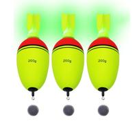 CWSDXM LED Fishing Float Bobbers, Green & Red Lighted Rocket-Indicator Fishing Bobbers Glow in the Dark with Button Battery for Night Fishing(200g)