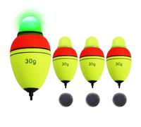 CWSDXM Light-Up EVA Slip Bobbers, Lighted Foam Bobbers Green & Red LED Lights Night Fishing with Cell Battery Included (Red-Yellow 30g Led Float)