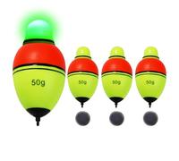 CWSDXM Light-Up EVA Slip Bobbers, Lighted Foam Bobbers Green & Red LED Lights Night Fishing with Cell Battery Included (RED-Yellow 50G LED FLOAT-3PCS)