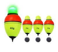 CWSDXM Light-Up EVA Slip Bobbers, Lighted Foam Bobbers Green & Red LED Lights Night Fishing with Cell Battery Included (RED-Yellow 40G LED FLOAT-3PCS)