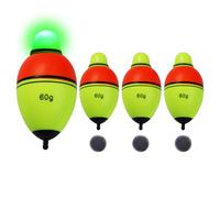 CWSDXM Light-Up EVA Slip Bobbers, Lighted Foam Bobbers Green & Red LED Lights Night Fishing with Cell Battery Included (RED-Yellow 60G LED FLOAT-3PCS)