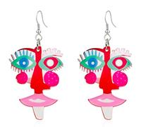 CWVHQ 2 Pairs Abstract Geometric Face Earrings Hollow Earrings Lady Body Face Form Aesthetic Dangle Earring Quirky Edgy Fun Weird Jewelry for Women, Acrylic