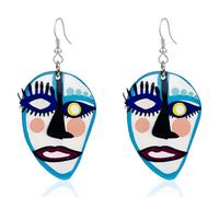 CWVHQ 2 Pairs Abstract Geometric Face Earrings Hollow Earrings Lady Body Face Form Aesthetic Dangle Earring Quirky Edgy Fun Weird Jewelry for Women, Acrylic