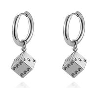 CWVHQ 3D Dice Dangle Drop Hoop Earrings Cube Earrings for Women Hip Hop Dice Earrings Gambling Casino Gift, 自发货, Metal, No Gemstone