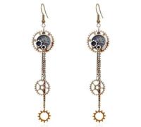 CWVHQ Asymmetric Vintage Steam Gear Earrings for Women Unique Handmade Vintage Bronze Mix tone Gothic Tool Earrings for Women Gifts Halloween Cosplay, 自发货, Metal, No Gemstone