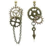 CWVHQ Asymmetric Vintage Steam Gear Earrings for Women Unique Handmade Vintage Bronze Mix tone Gothic Tool Earrings for Women Gifts Halloween Cosplay, 自发货, Metal, No Gemstone