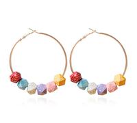 CWVHQ Bohemian Vintage Wood Beaded Hoop Earrings for Women Handmade Nature Wooden Beaded Hoop Big Earrings for Women, 自发货, Acrylic, No Gemstone