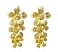 CWVHQ Boho Gold Flower Earrings Unique Floral Dangle Earrings Romantic Boho Sweet Chic petal Flower Statement Earrings for Women, S, Metal, No Gemstone