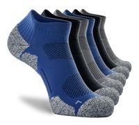 CWVLC Women's Trainer Sports Compression Socks 6-pairs, Women Road Running Shoes Ankle Socks No Show Arch Support Blister Resistant Moisture Wicking Short Low Cut, Black Grey Blue, M