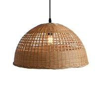 CWVYKNP Coastal Adjustable Dining Room Ceiling Lamp Shade Dome Wicker Pendant Lamps Zen Style Farmhouse Rustic Chandeliers Single Hanging Light for Cafe Tea House Kitchen Island, Living Room
