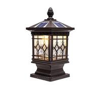 CWVYKNP Modern Chinese Style Solar Post Lights Outdoor Pillar Cap Light Three Light Modes Industrial Bollard Pillar Light Waterproof Column Cap Fixture for Villa Garden Pathway Landscape Decor