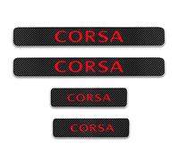 CWWHY 4 Pcs Car Door Sill Protector for Op-el Corsa, Carbon Fiber Auto Kick Plates Scuff Guard Pedal Cover Trim Stickers Threshold Non-Slip Anti-Scratch Accessories, Red