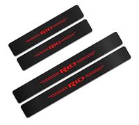 CWWHY 4 Pcs Carbon Fiber Car Door Sill Protector for Kia Rio 3 4 K2 K3 X-Line, Welcome Pedal Scuff Guard Non-Slip Auto Styling Decoration Accessory, Red