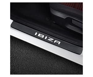 CWWHY 4 Pcs Carbon Fiber Car Door Sill Protector for SE-at Ibiza, Welcome Pedal Scuff Guard Non-Slip Auto Styling Decoration Accessory, Black