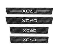 CWWHY 4 Pcs Carbon Fiber Car Door Sill Protector for Vo-lvo XC60 2009 2010-2015, Welcome Pedal Scuff Guard Non-Slip Auto Styling Decoration Accessory, Black
