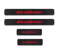 CWWHY 4 Pcs Carbon Fiber Door Sill Protector for Ford ECOSPORT, Car Threshold Edge Non-Slip Scuff Guard Protection Strip Sticker, Auto Styling Decoration Accessories,Red