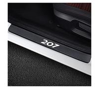 CWWHY 4Pcs Car Outer Door Sill Protector Kick Plates for Peu-geot 207, Carbon Fiber Scuff Guard Threshold Cover Door Entry Guards Cover Trim Auto Anti-Scratch Accessories, Black
