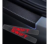CWWHY 4pcs Car Outer Door Sill Protector Kick Plates for Suz-uki Swift, Carbon Fiber Auto Accessories Scuff Guard Threshold Cover Pedal, Sticker Trim Non-Slip, Red
