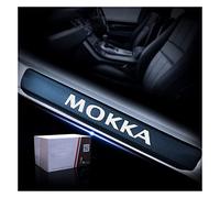 CWWHY Car Carbon Fiber Door Sill Protector for Opel Mokka Vinyl Stickers Auto Accessories Threshold Plate 4Pcs Scuff Plate, White