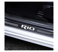CWWHY Carbon Fiber Door Sill Protector for KIA Rio 2021-2011, Black Vinyl, 4Pcs, Door Threshold Plate Stickers