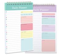 CWWYQ 2 Pcs To Do List Pad, A5 Daily Planner Notepad, Task Planner Double Sided Spiral Notebook, Daily Task List Pad for Work Study Productivity for Work Office Home (Purple, Green)