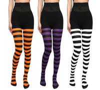 CWWYQ 3 Pcs Striped Tights, Halloween Striped Tights, Length High Waist Stripe Leggings Stocking