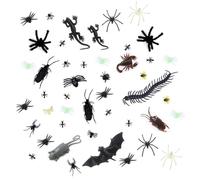 CWWYQ 44 Pcs Halloween Bugs, Plastic Spiders Halloween, Realistic White Black Spider Scorpions Centipedes Geckos Cockroaches Spider Fake Fake Bugs for Halloweens-party Favors Trick Joke Decoration