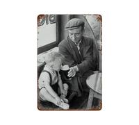 CWXBXQQ Boy Sips His First Beer Wall Art, Dad And Son in Pub, Black And White PrintWall Decor Art Metal Tin Poster Modern Bar Decorations30x20cm