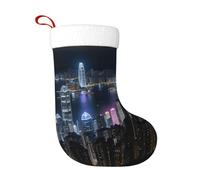 CWYHDUDOH Aerial Night Of View Hong Kong Print Christmas Stocking Festive Decor Gifts For Home Soft Xmas Sock For Tree Holiday