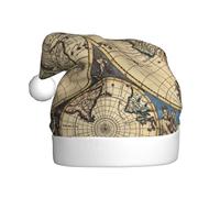 CWYHDUDOH Ancient Map World Globe Print Xmas Hat Adult Christmas for Holiday New Year Celebrations Party Seasonal Decor