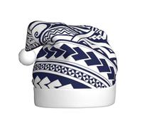 CWYHDUDOH Blue Polynesian Maori Tribal Pattern Print Christmas Hat Festive Adult Santa Hats for Holiday Xmas Parties Halloween Outfits
